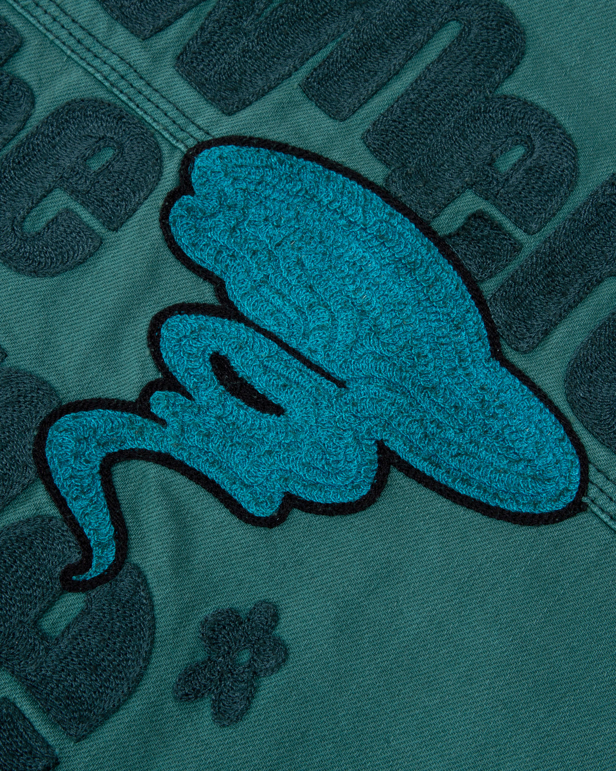 Moonface embroidered zip-up workwear jacket