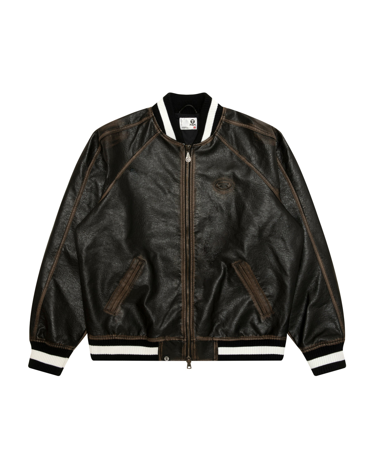AAPEUNVS Washed PU Leather Jacket