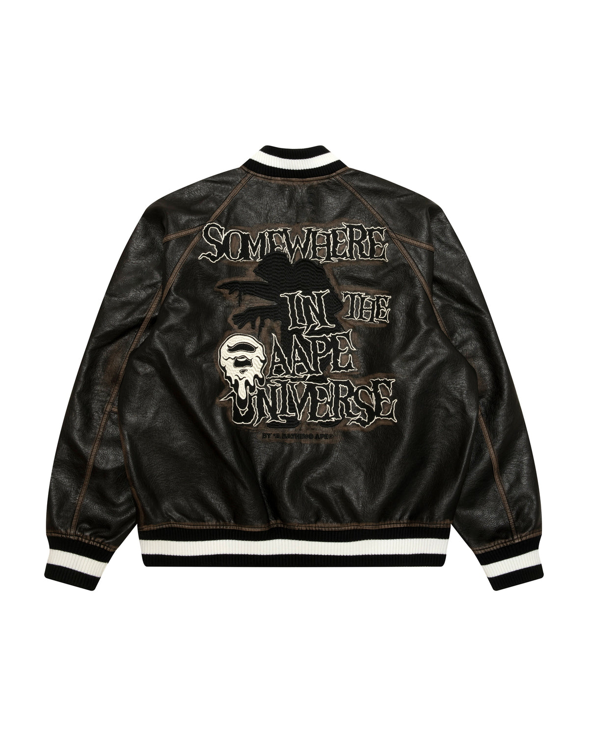 AAPEUNVS Washed PU Leather Jacket
