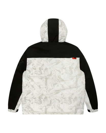 Moonface camo hooded down jacket