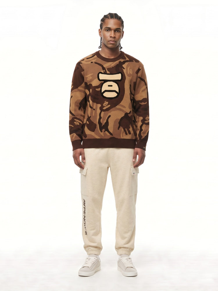Moonface camo crewneck sweater