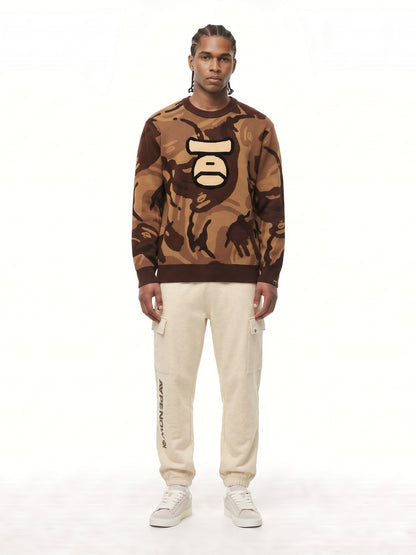 Moonface camo crewneck sweater