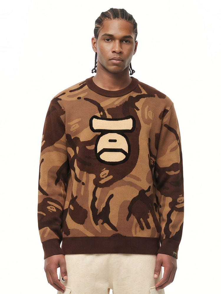 Moonface camo crewneck sweater
