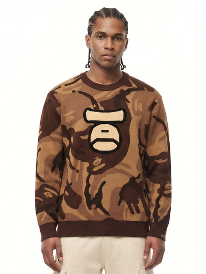 Moonface camo crewneck sweater