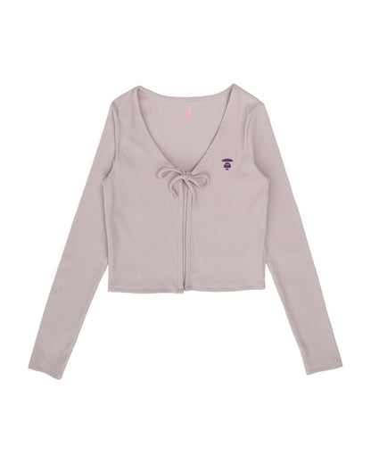 Moonface embroidered self-tie cardigan