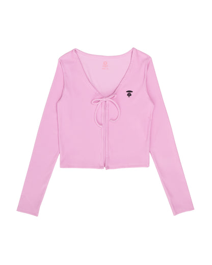 Moonface embroidered self-tie cardigan