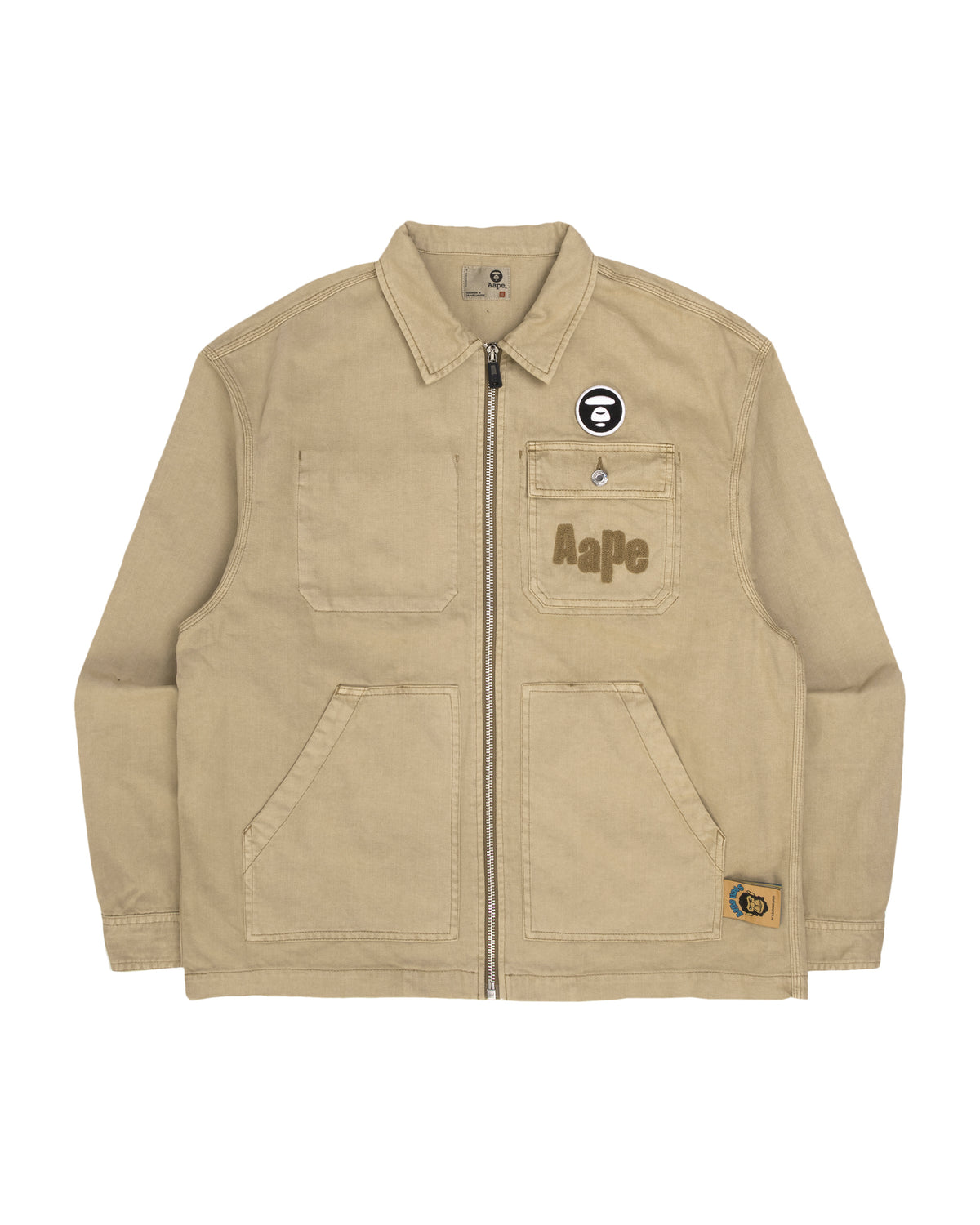 Moonface embroidered zip-up workwear jacket