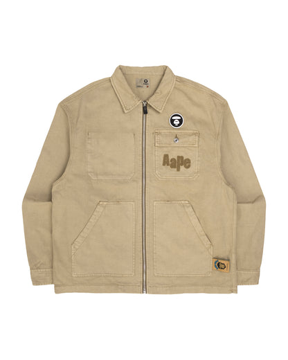 Moonface embroidered zip-up workwear jacket