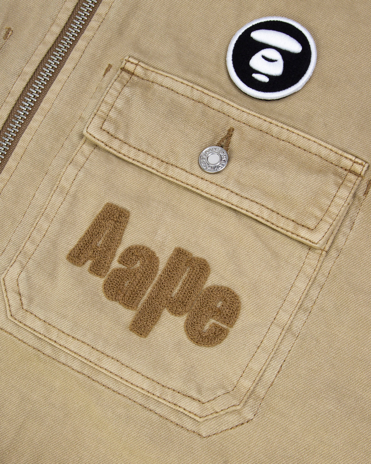 Moonface embroidered zip-up workwear jacket