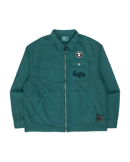 Moonface embroidered zip-up workwear jacket