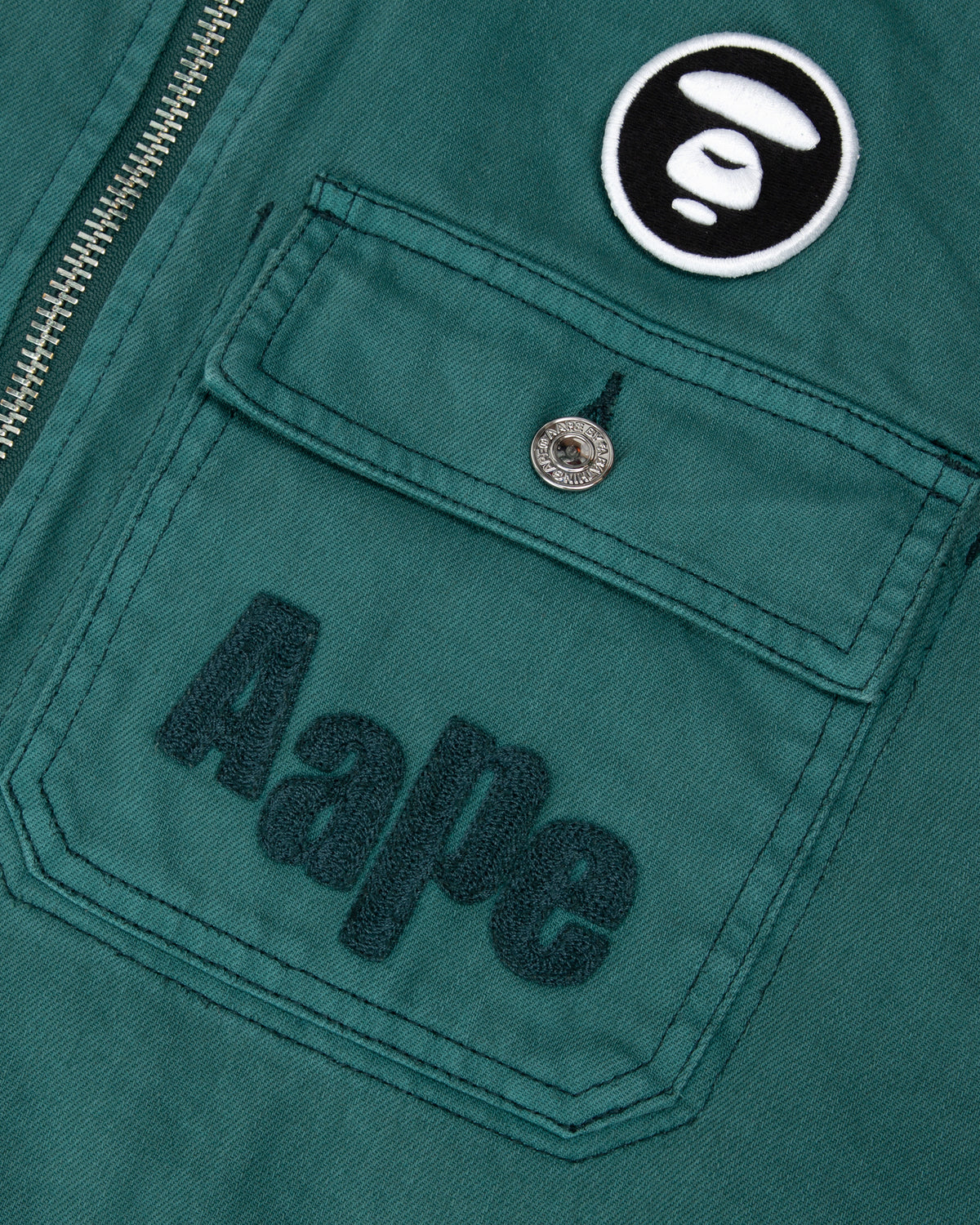 Moonface embroidered zip-up workwear jacket