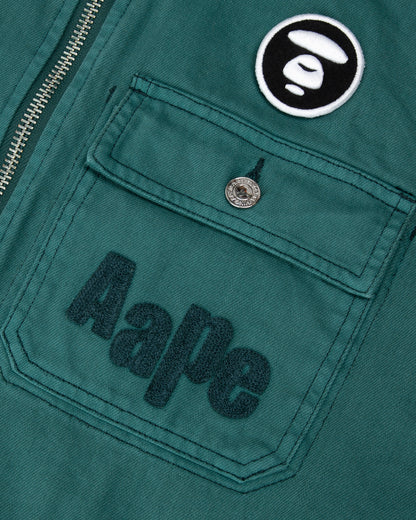 Moonface embroidered zip-up workwear jacket