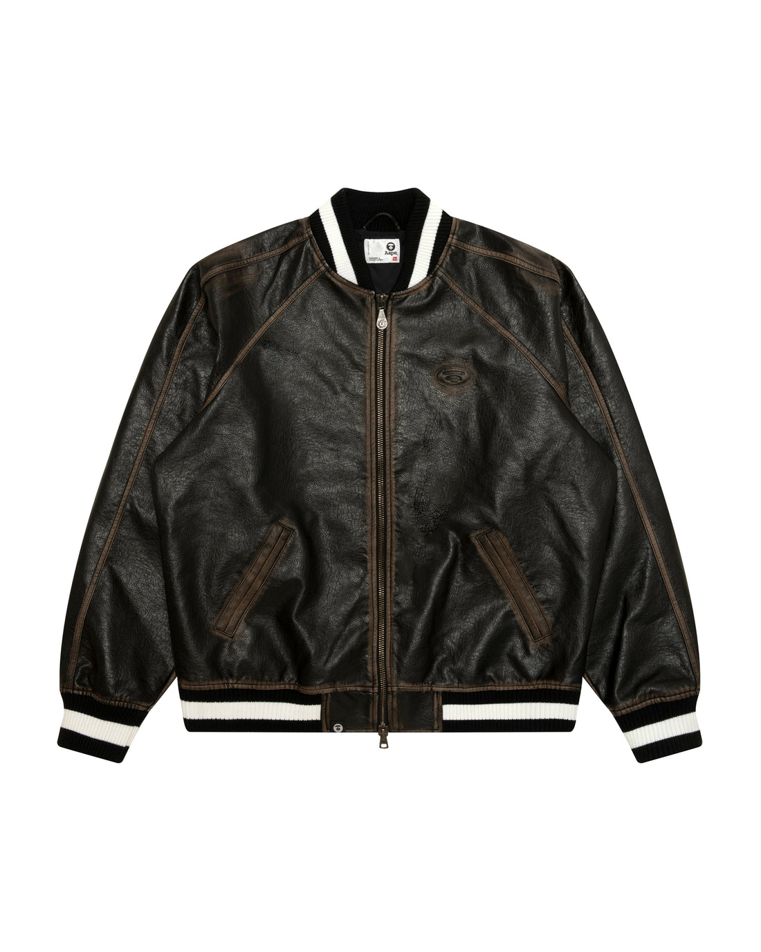 AAPEUNVS Washed PU Leather Jacket