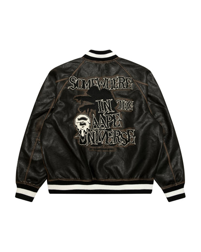 AAPEUNVS Washed PU Leather Jacket