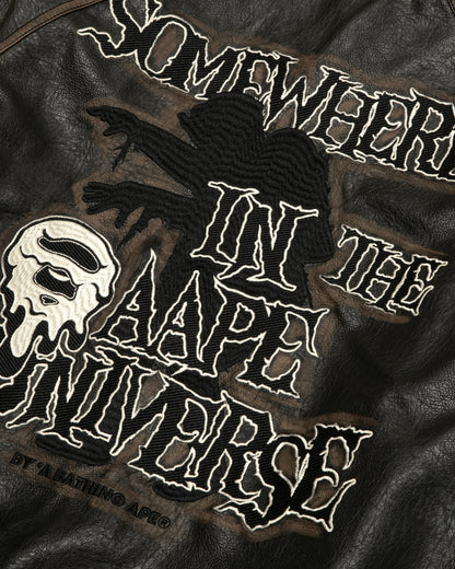 AAPEUNVS Washed PU Leather Jacket