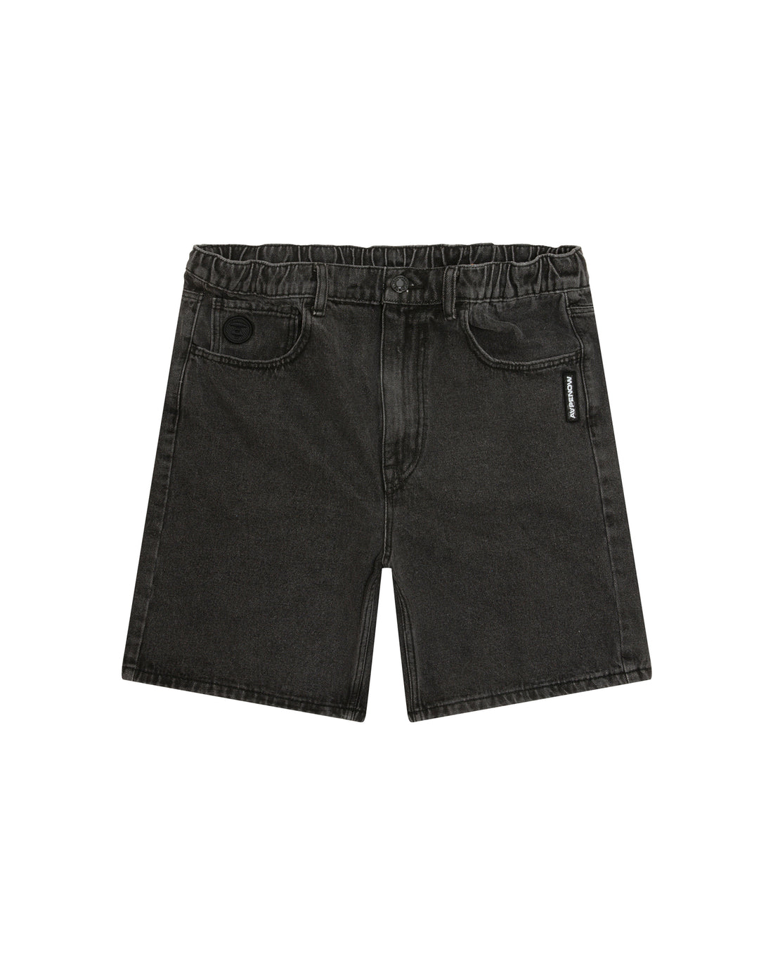 AAPENOW moonface logo denim shorts