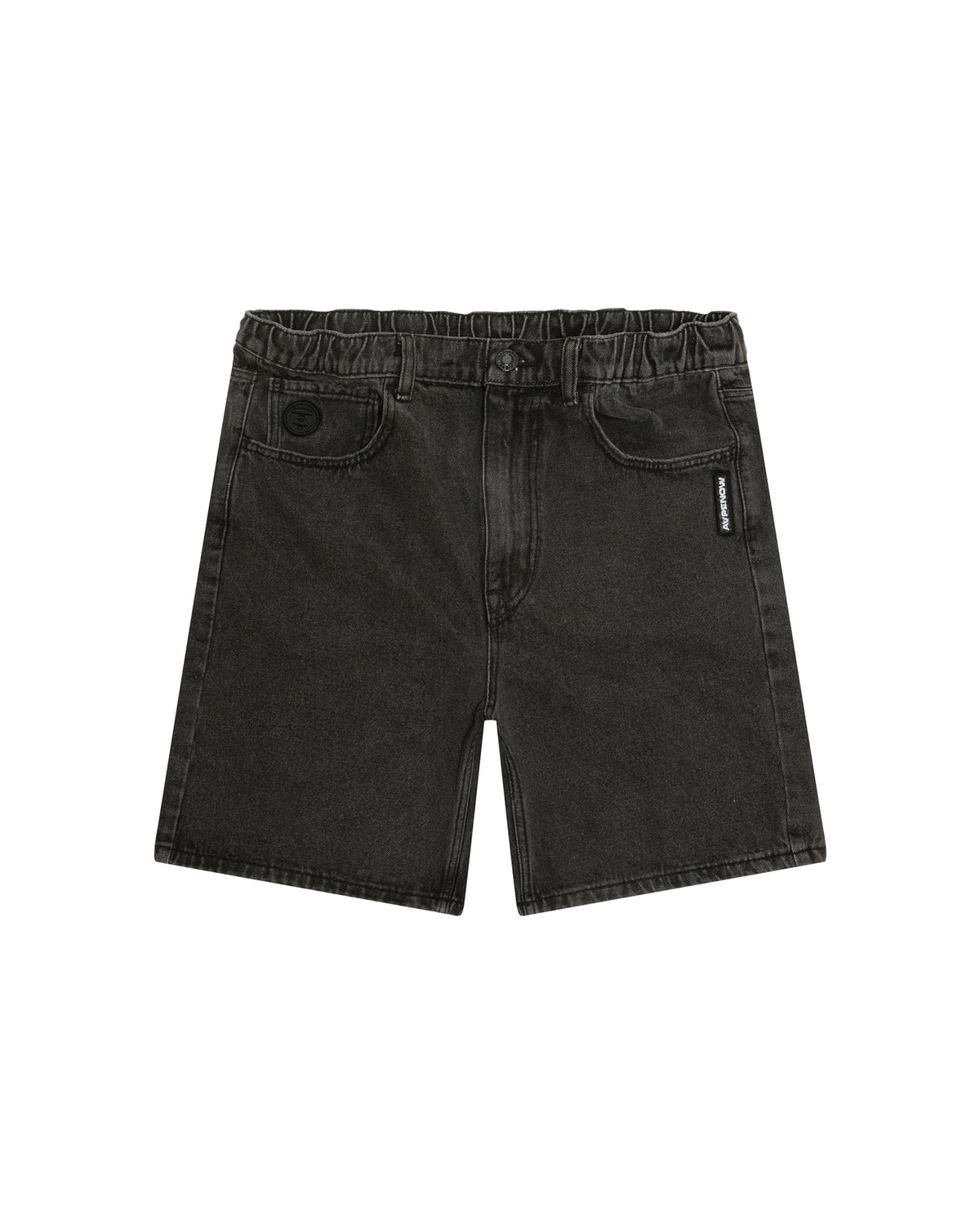 AAPENOW moonface logo denim shorts