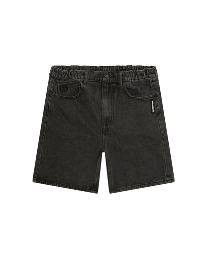 AAPENOW moonface logo denim shorts