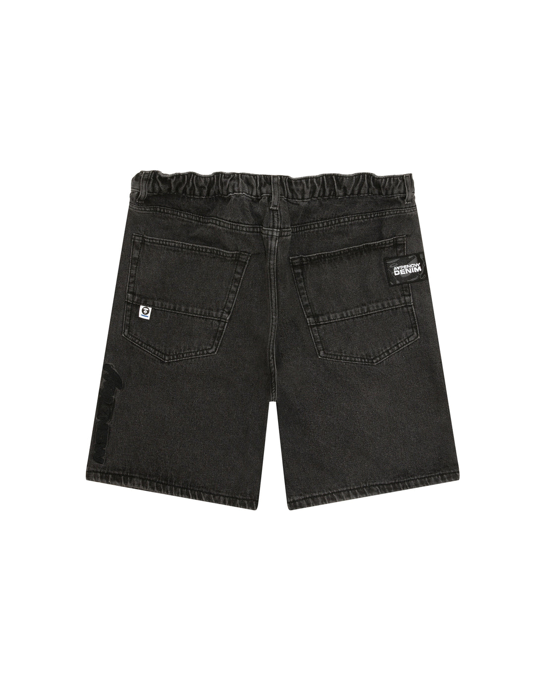 AAPENOW moonface logo denim shorts