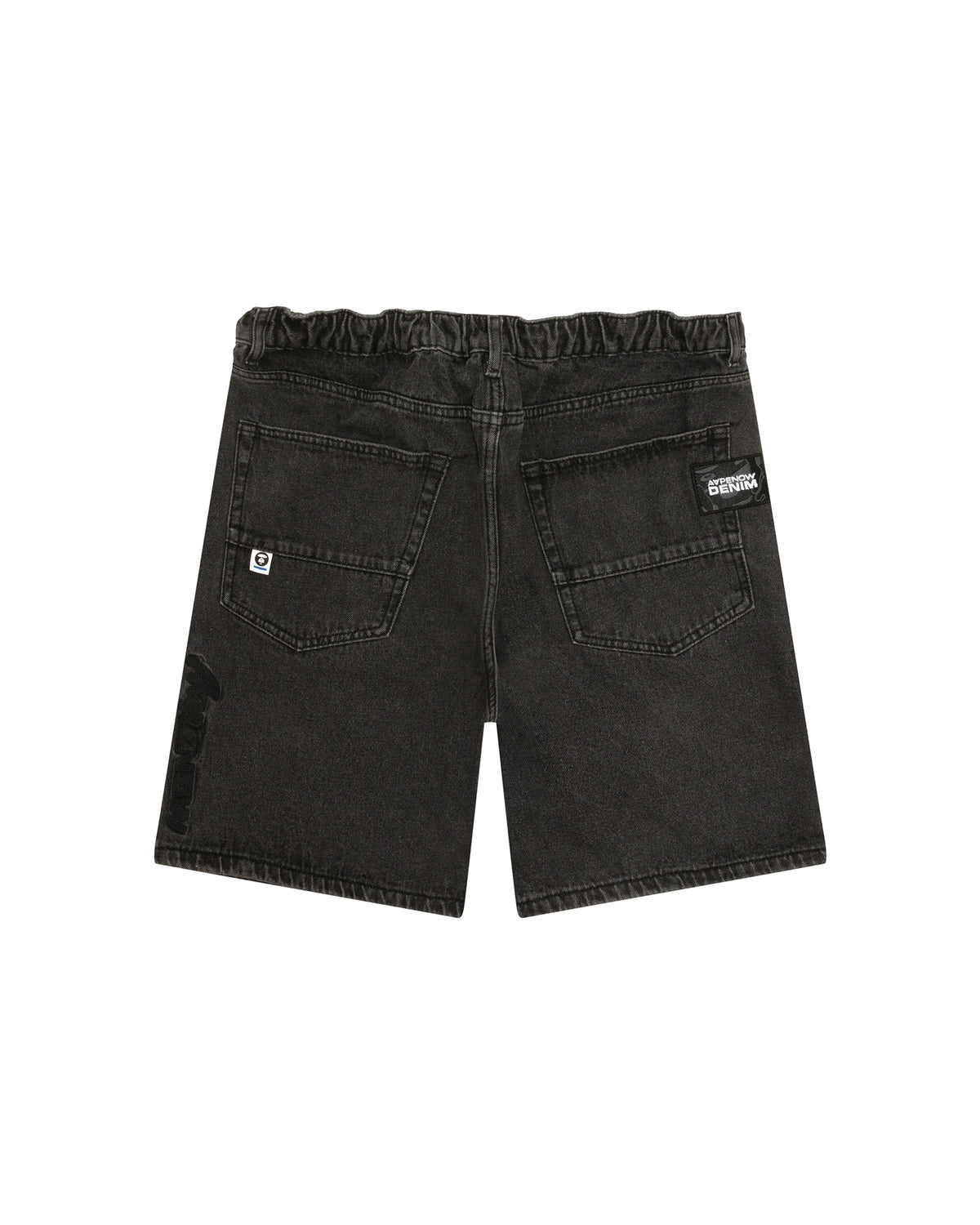 AAPENOW moonface logo denim shorts
