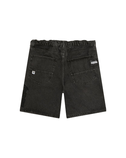 AAPENOW moonface logo denim shorts