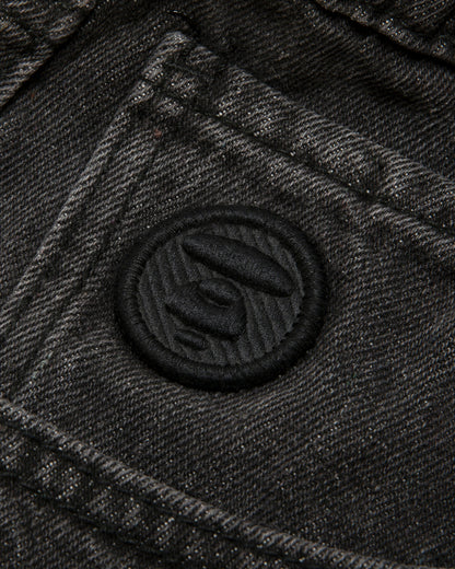 AAPENOW moonface logo denim shorts