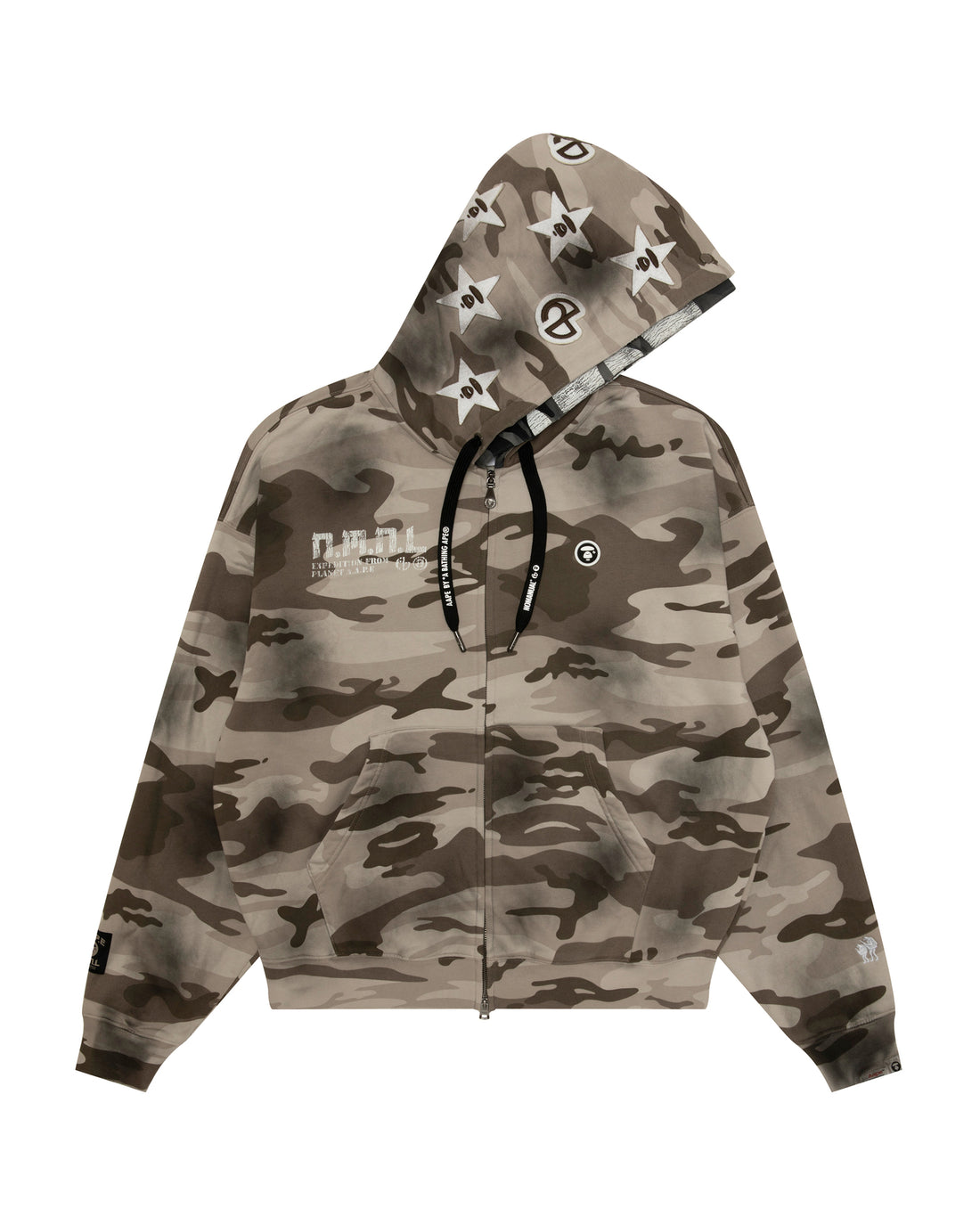 X NOMANUAL Moonface Hooded Zip-up Sweater