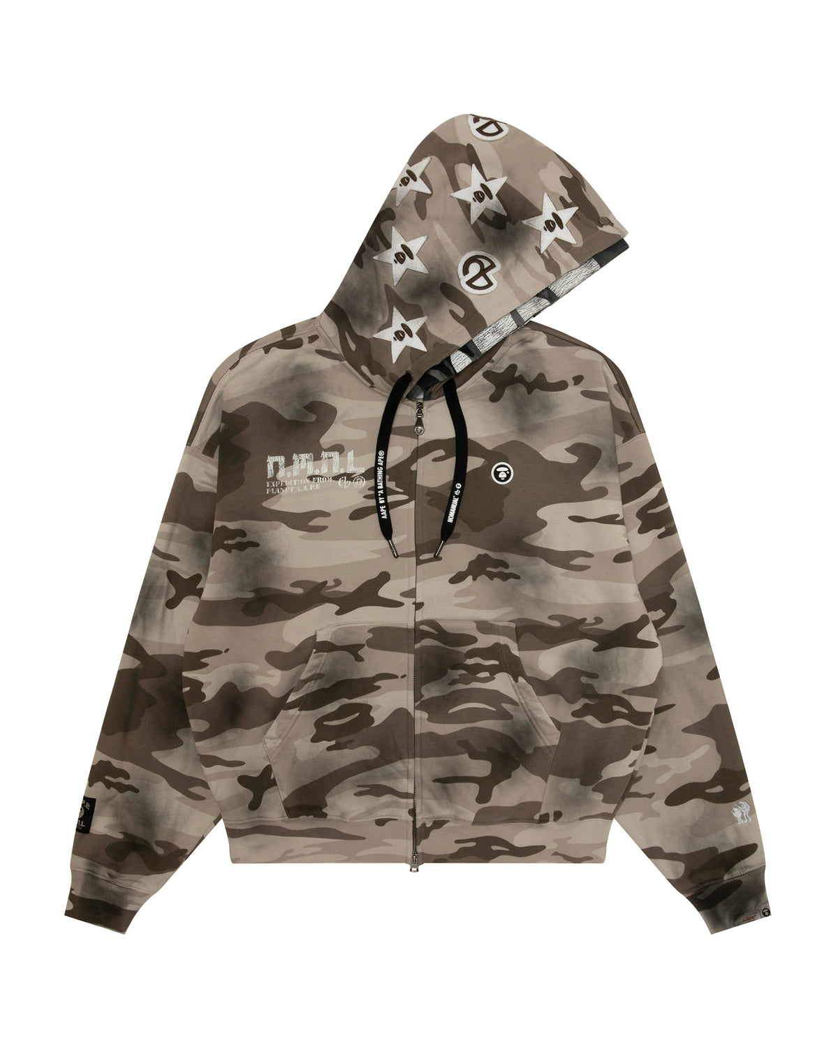X NOMANUAL Moonface Hooded Zip-up Sweater