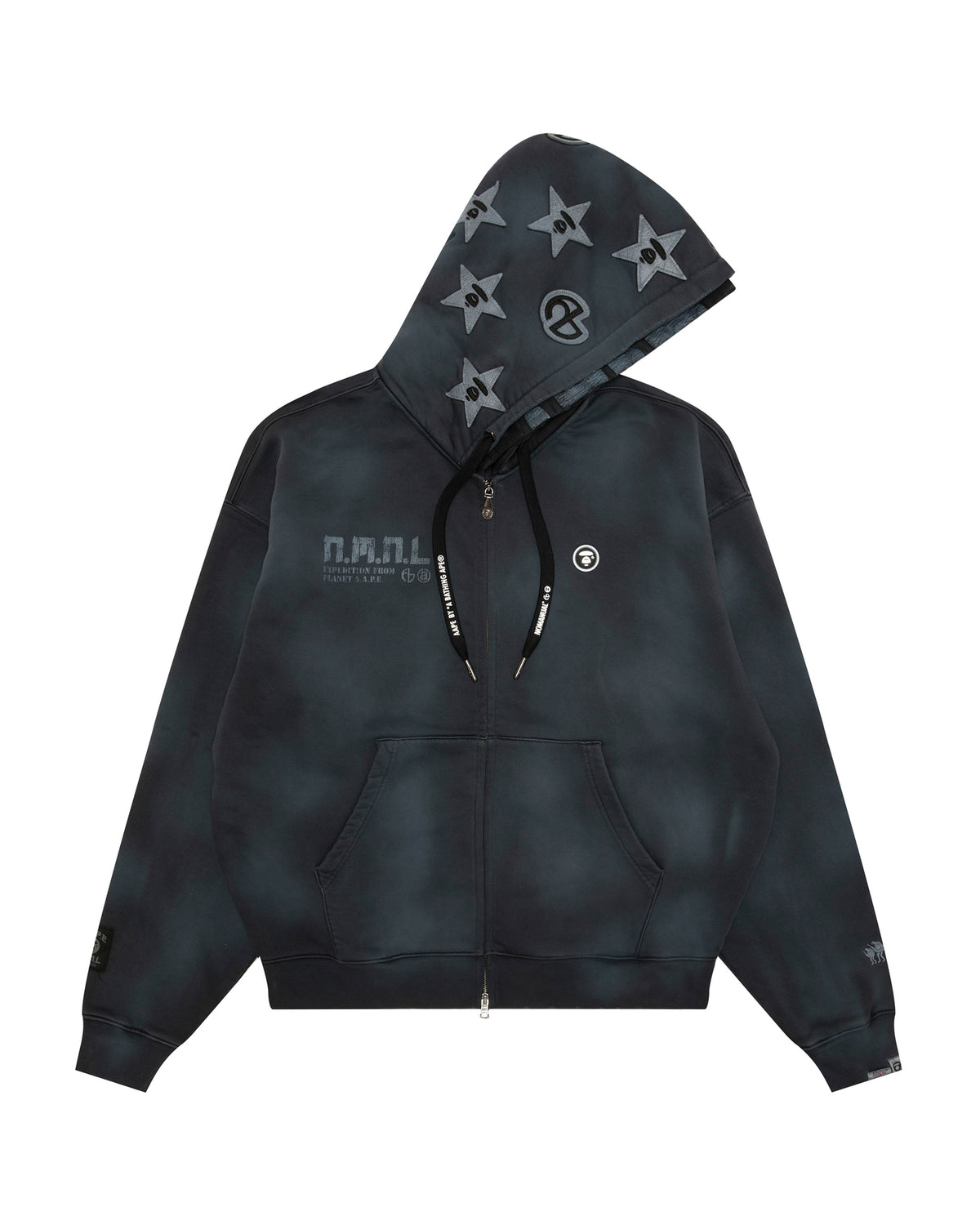 X NOMANUAL Moonface Hooded Zip-up Sweater