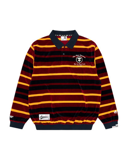 Moonface embroidered velour polo