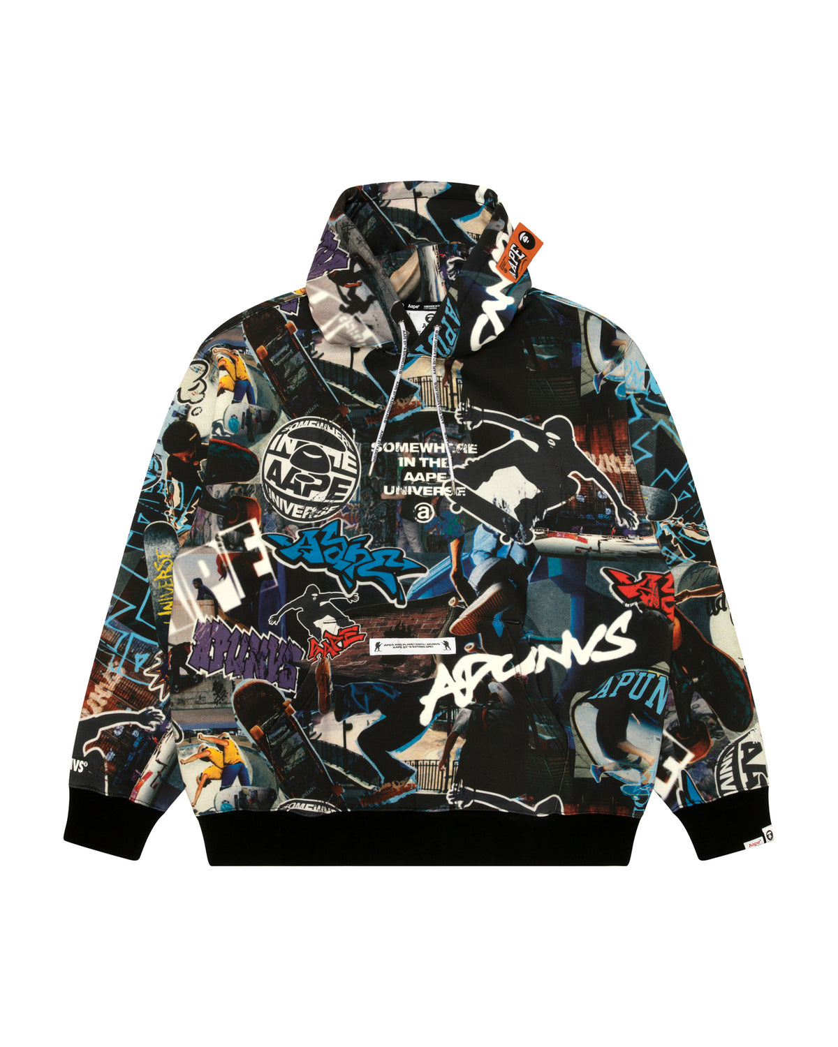 Moonface logo graffiti-print hoodie