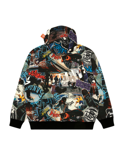 Moonface logo graffiti-print hoodie