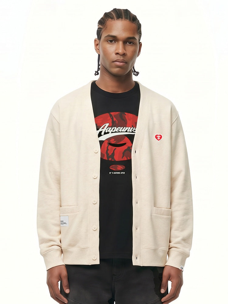 AAPENOW heart  moonface embroidered cardigan