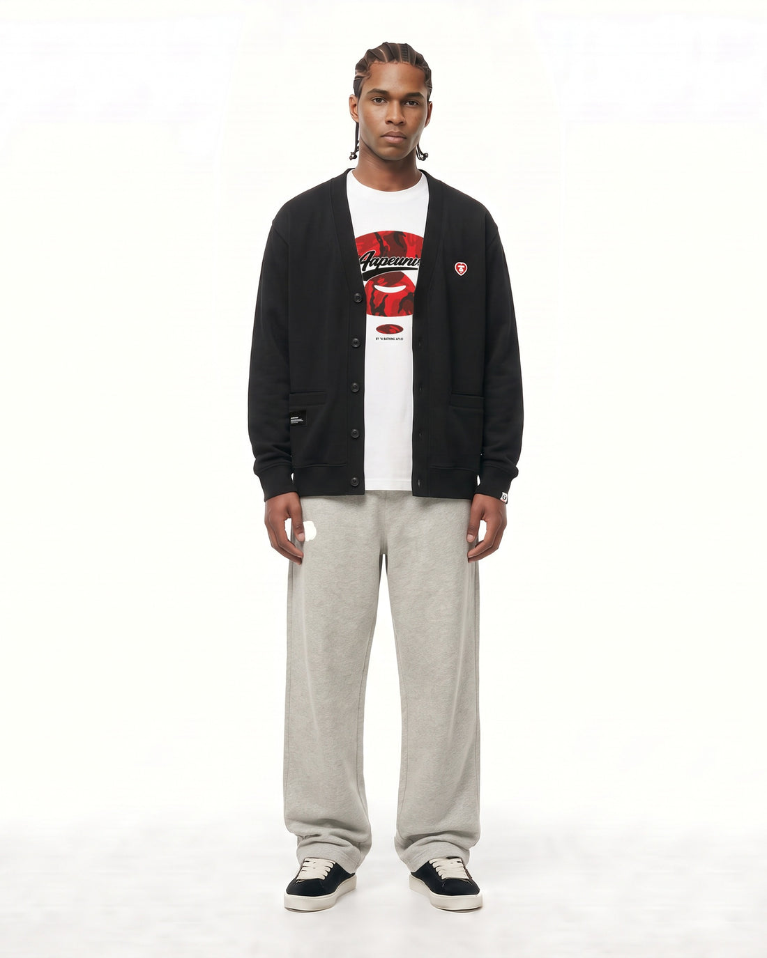 AAPENOW heart  moonface embroidered cardigan
