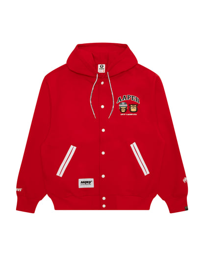 AAPER embroidered hooded baseball jacket