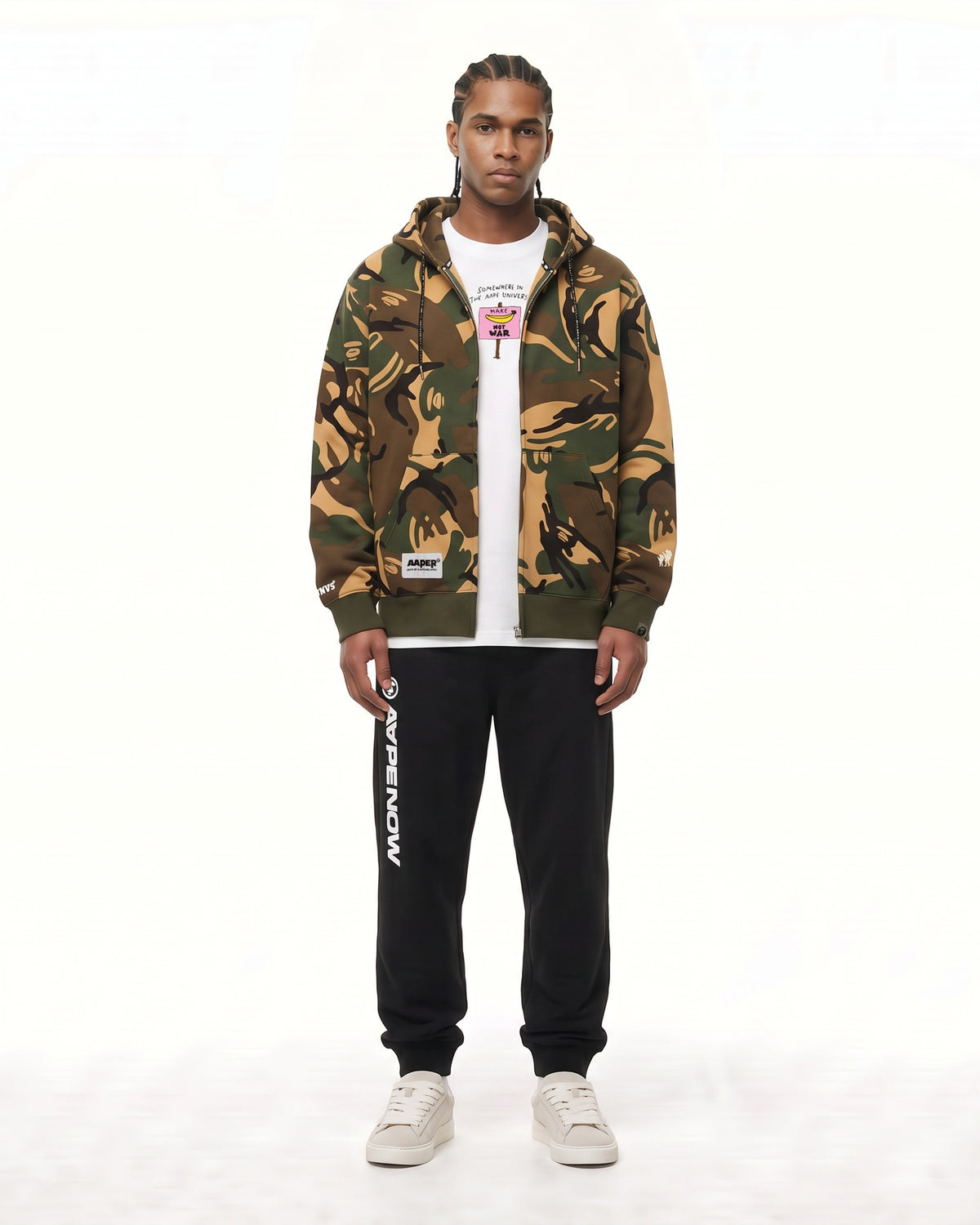 AAPER camo zip-up hoodie