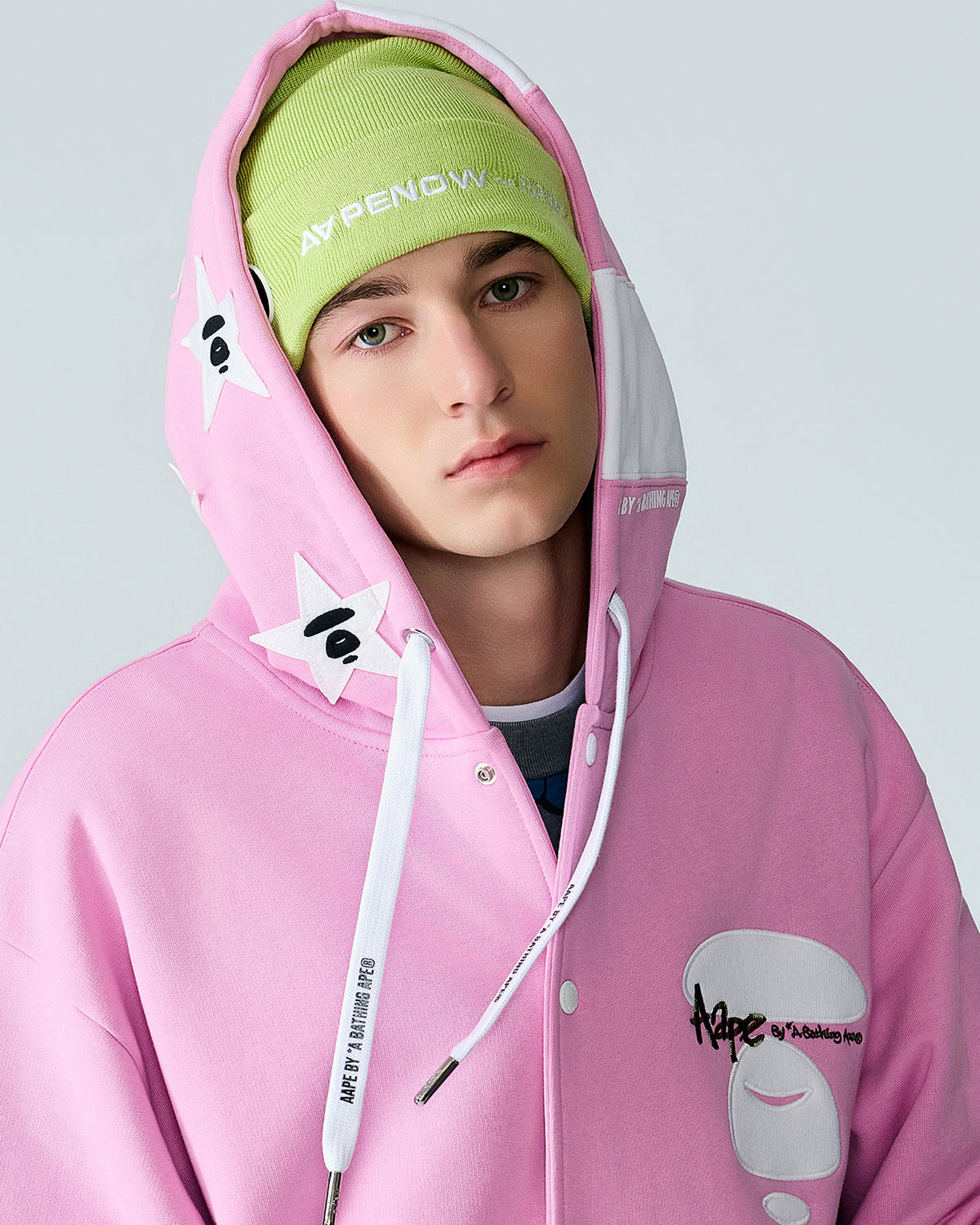 Moonface embroidered hooded jacket