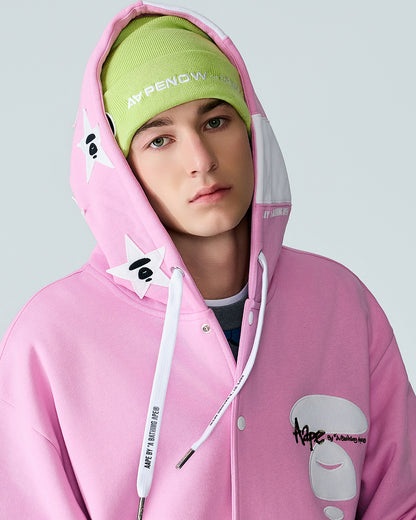 Moonface embroidered hooded jacket