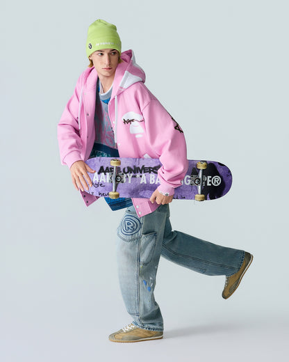 Moonface embroidered hooded jacket
