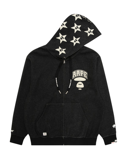 AAPEUNVS Burn Out Star Hood Zip-Up